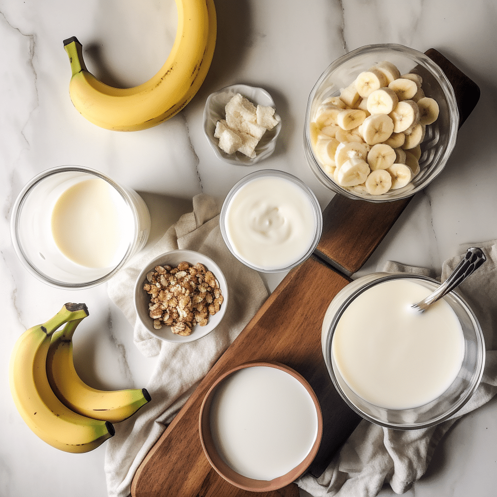 Banana Smoothie Recipe – Quick, Creamy, and Naturally Sweet 7 banana smoothie recipe ingredients laid out