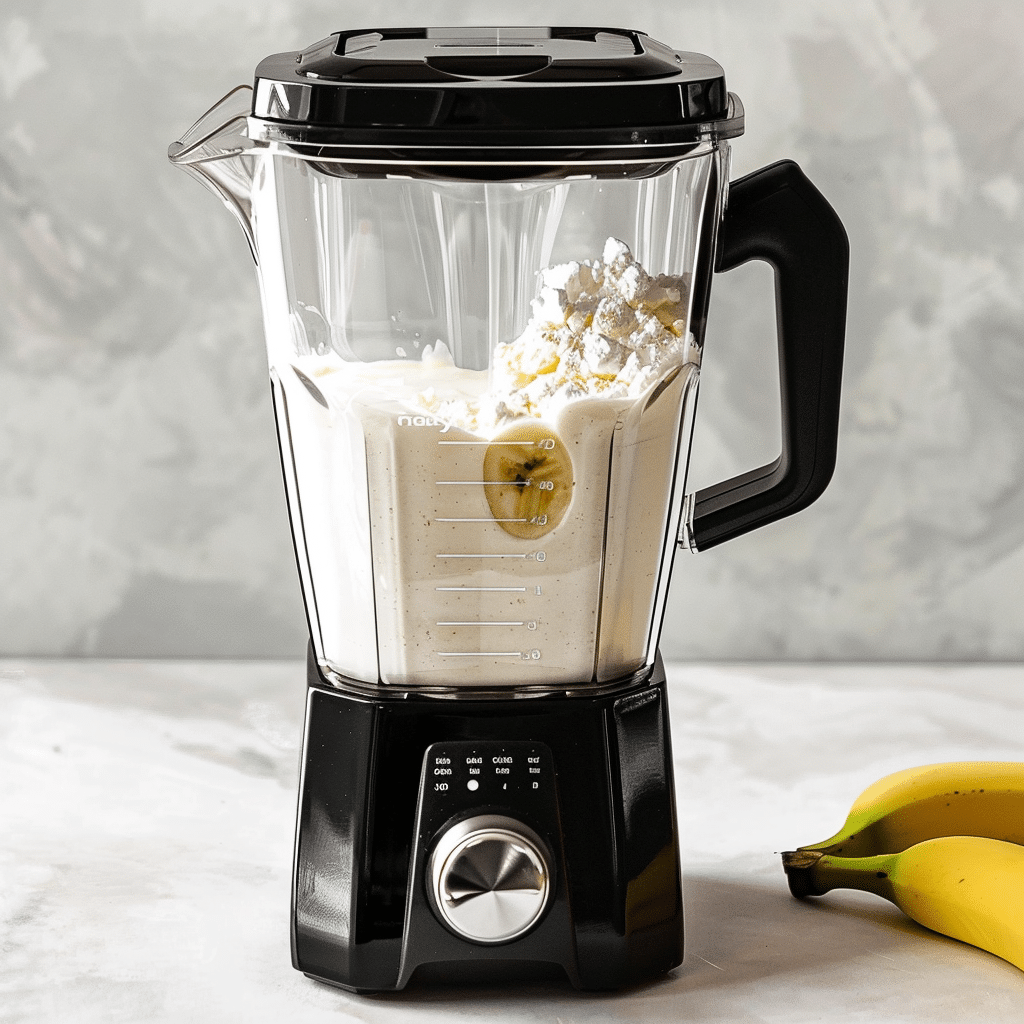 Banana Smoothie Recipe – Quick, Creamy, and Naturally Sweet 8 blending banana smoothie recipe in a blender