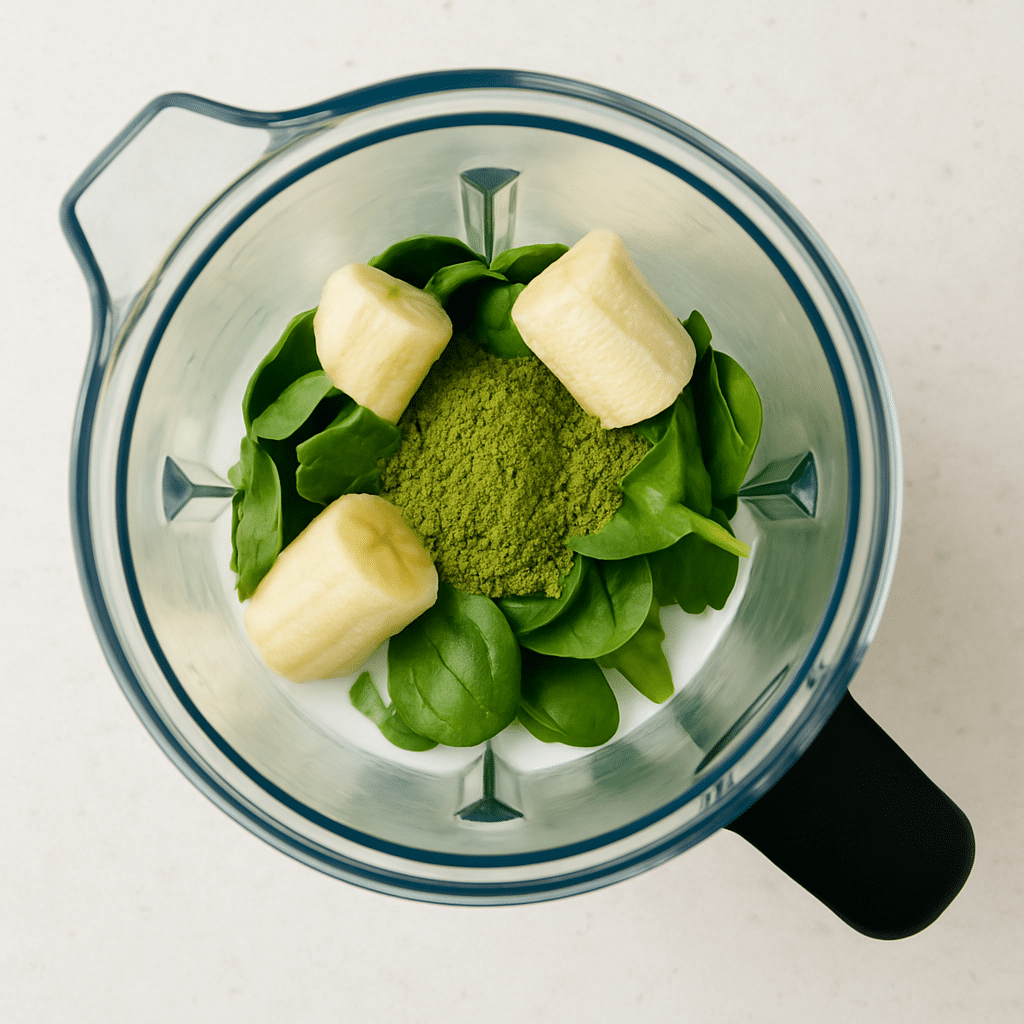 Matcha Green Tea Smoothie Recipe: Creamy, Healthy, and Energizing 8 Matcha smoothie in blender before blending