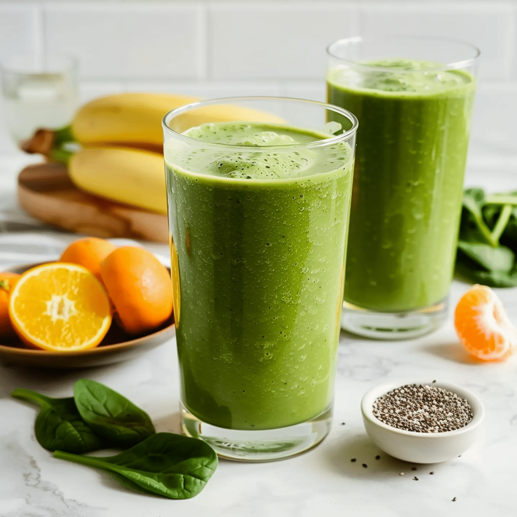 Spinach Smoothie Recipe: Boost Energy & Iron Naturally 5 Spinach smoothie in a glass with fresh ingredients