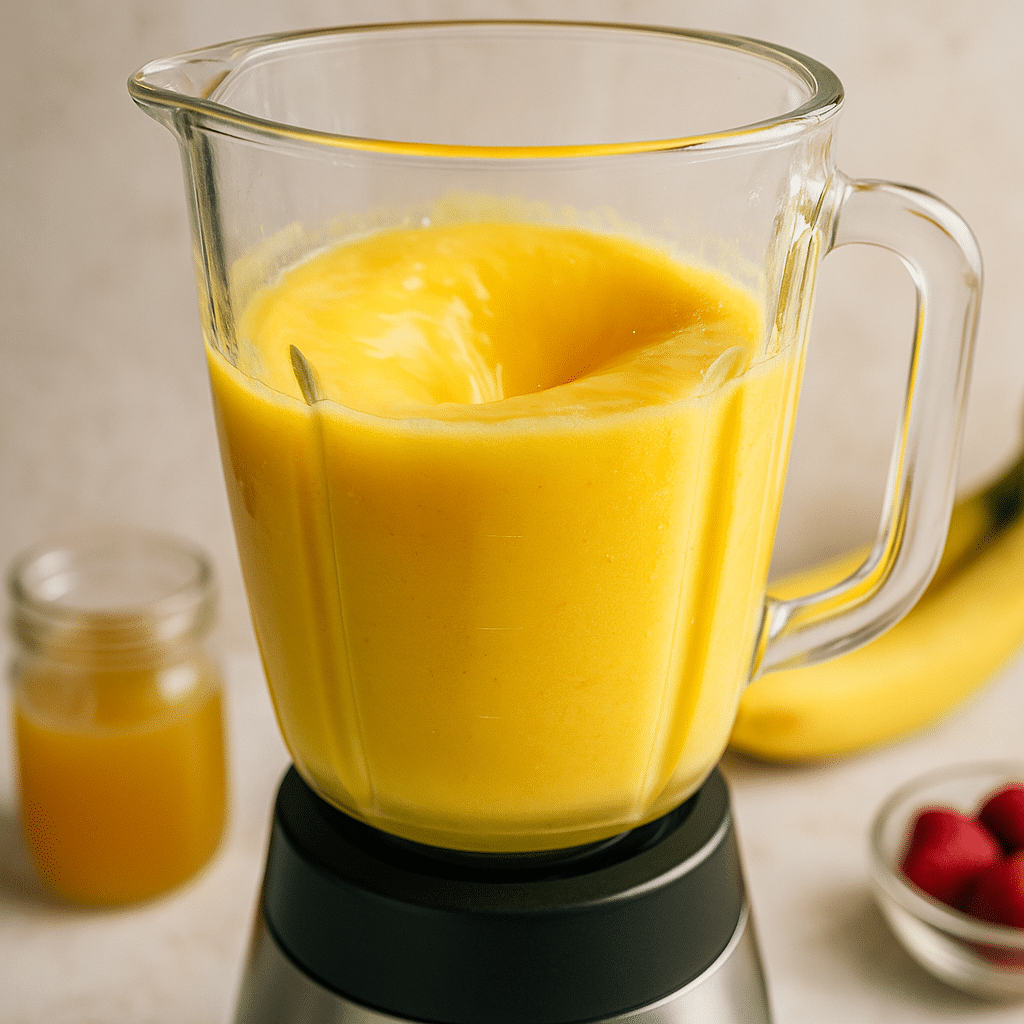Tropical Smoothie Cafe Sunshine Smoothie: Easy Healthy Copycat Recipe 8 Blending Tropical Smoothie Cafe Sunshine Smoothie